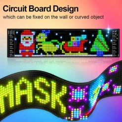 LED Car Sign Ultra Thin Flexible LED Matrix Panel USB 5V Bluetooth Application Control DIY Programmable Scrolling LED Sign for Car Party Wedding Festival, Car Accessories
