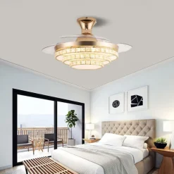LED Ceiling Fan Ceiling Hanging Globe Over Table 1-Light 90/105cm Single Design 3-Color-Light Metal Electroplated Modern Nordic Style Bedroom 110-240V