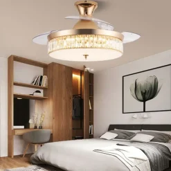LED Ceiling Fan Ceiling Hanging Globe Over Table 1-Light 90/105cm Single Design 3-Color-Light Metal Electroplated Modern Nordic Style Bedroom 110-240V