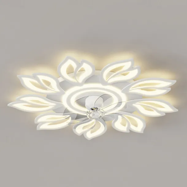 LED Ceiling Fans Dimmable with Remote Contral Flower Design Flush Mount Ceiling Lamp Acrylic Lampshade Chandelier Bedroom Living Room