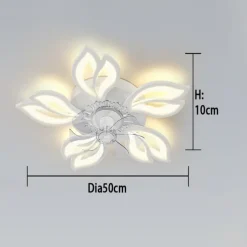 LED Ceiling Fans Dimmable with Remote Contral Flower Design Flush Mount Ceiling Lamp Acrylic Lampshade Chandelier Bedroom Living Room