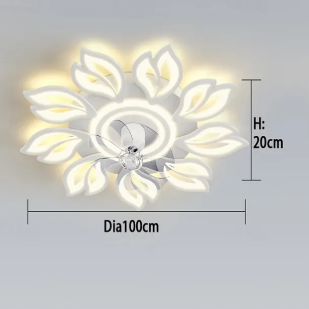 LED Ceiling Fans Dimmable with Remote Contral Flower Design Flush Mount Ceiling Lamp Acrylic Lampshade Chandelier Bedroom Living Room