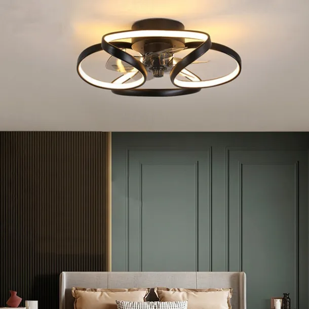 LED Ceiling Fans Dimmable with Remote Contral Flower Design 55cm Flush Mount Ceiling Lamp Acrylic Lampshade Chandelier Bedroom Living Room