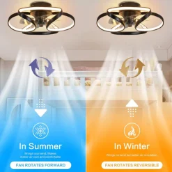 LED Ceiling Fans Dimmable with Remote Contral Flower Design 55cm Flush Mount Ceiling Lamp Acrylic Lampshade Chandelier Bedroom Living Room