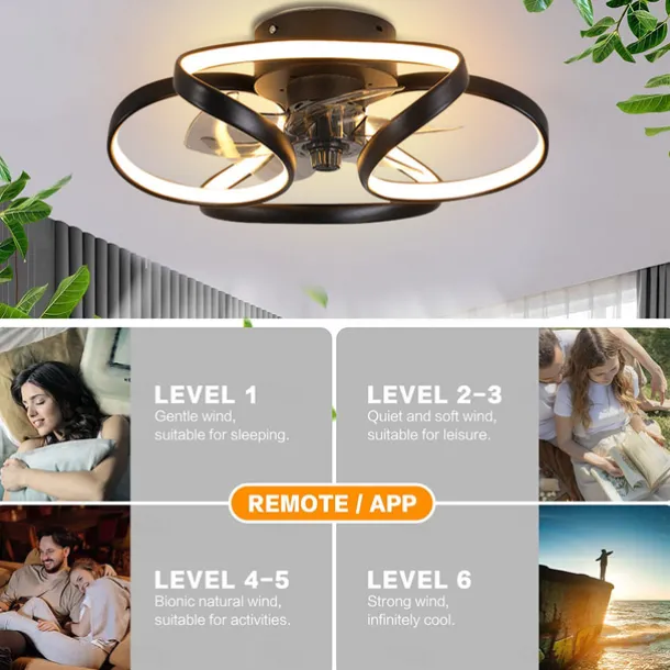 LED Ceiling Fans Dimmable with Remote Contral Flower Design 55cm Flush Mount Ceiling Lamp Acrylic Lampshade Chandelier Bedroom Living Room