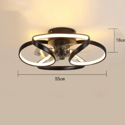 LED Ceiling Fans Dimmable with Remote Contral Flower Design 55cm Flush Mount Ceiling Lamp Acrylic Lampshade Chandelier Bedroom Living Room