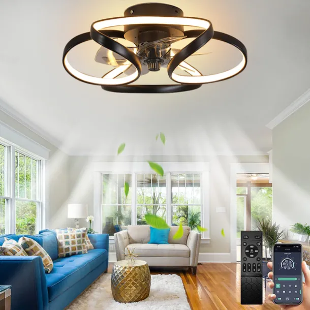 LED Ceiling Fans Dimmable with Remote Contral Flower Design 55cm Flush Mount Ceiling Lamp Acrylic Lampshade Chandelier Bedroom Living Room