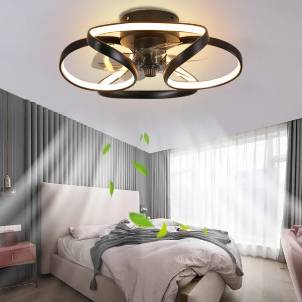 LED Ceiling Fans Dimmable with Remote Contral Flower Design 55cm Flush Mount Ceiling Lamp Acrylic Lampshade Chandelier Bedroom Living Room
