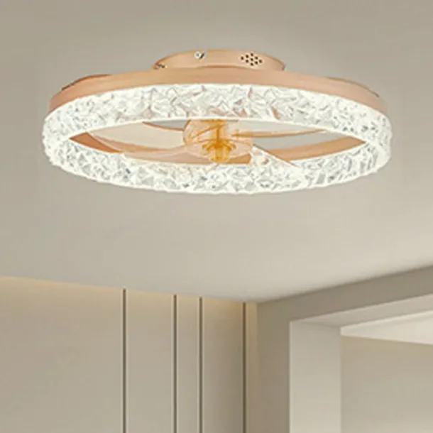 LED Ceiling Fans with lights Crystal Chandeliers Dimmable with Remote Contral 20" Flush Mount Ceiling Lamp Metal Chandelier Bedroom Living Room