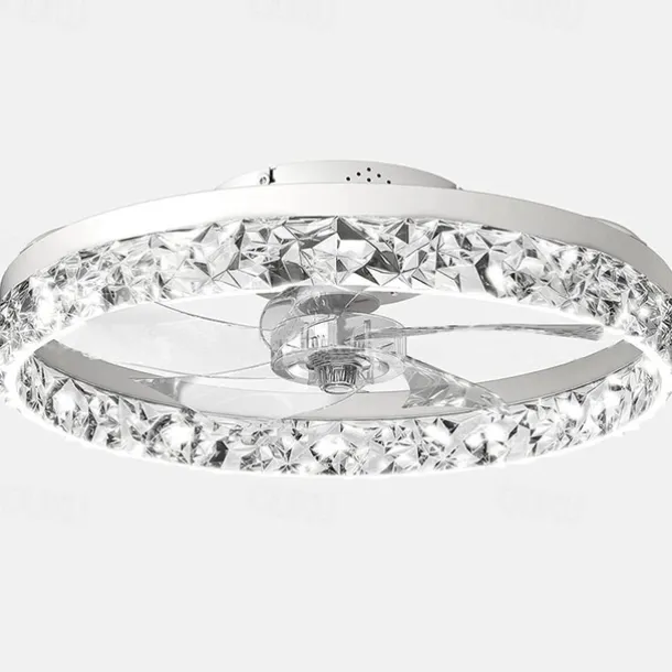 LED Ceiling Fans with lights Crystal Chandeliers Dimmable with Remote Contral 20" Flush Mount Ceiling Lamp Metal Chandelier Bedroom Living Room