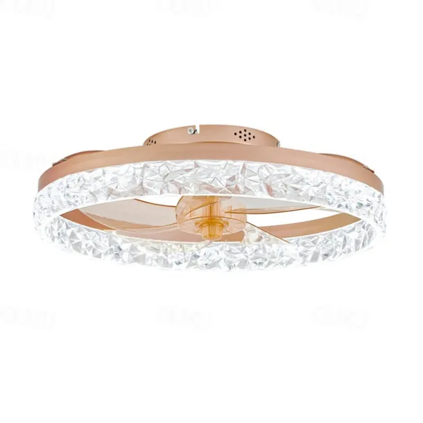 LED Ceiling Fans with lights Crystal Chandeliers Dimmable with Remote Contral 20" Flush Mount Ceiling Lamp Metal Chandelier Bedroom Living Room