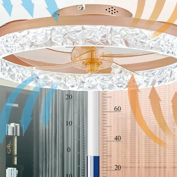 LED Ceiling Fans with lights Crystal Chandeliers Dimmable with Remote Contral 20" Flush Mount Ceiling Lamp Metal Chandelier Bedroom Living Room