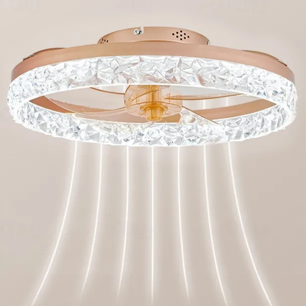 LED Ceiling Fans with lights Crystal Chandeliers Dimmable with Remote Contral 20" Flush Mount Ceiling Lamp Metal Chandelier Bedroom Living Room