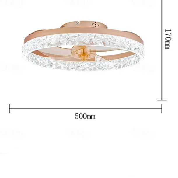 LED Ceiling Fans with lights Crystal Chandeliers Dimmable with Remote Contral 20" Flush Mount Ceiling Lamp Metal Chandelier Bedroom Living Room