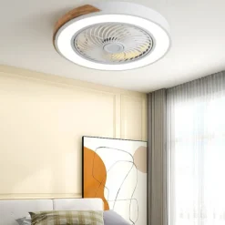 LED Ceiling Fans with lights Dimmable with Remote Contral 20" Flush Mount Ceiling Lamp Acrylic Lampshade Chandelier Bedroom Living Room
