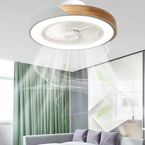 LED Ceiling Fans with lights Dimmable with Remote Contral 20" Flush Mount Ceiling Lamp Acrylic Lampshade Chandelier Bedroom Living Room