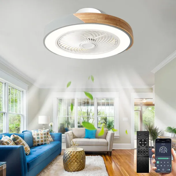 LED Ceiling Fans with lights Dimmable with Remote Contral 20" Flush Mount Ceiling Lamp Acrylic Lampshade Chandelier Bedroom Living Room