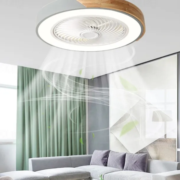 LED Ceiling Fans with lights Dimmable with Remote Contral 20" Flush Mount Ceiling Lamp Acrylic Lampshade Chandelier Bedroom Living Room