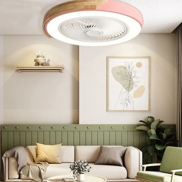 LED Ceiling Fans with lights Dimmable with Remote Contral 20" Flush Mount Ceiling Lamp Acrylic Lampshade Chandelier Bedroom Living Room