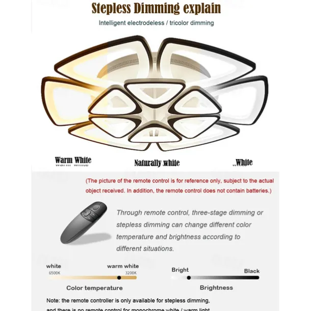 LED Ceiling Light Bedroom Light APP Control with Stepless Dimming or OFF/ ON Control Three Color Acrylic Ceiling Panel Lamp Unique Minimalist Livingroom AC110V AC220V