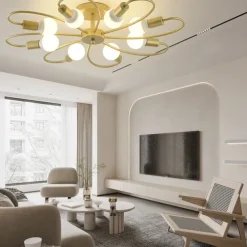 LED Ceiling Light 6/8-Light Dimmable with Remote Contral Flush Mount Ceiling Lamp Acrylic Lampshade Chandelier Bedroom Living Room Flower Shape Light Black/White 110-240V