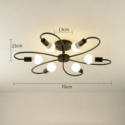 LED Ceiling Light 6/8-Light Dimmable with Remote Contral Flush Mount Ceiling Lamp Acrylic Lampshade Chandelier Bedroom Living Room Flower Shape Light Black/White 110-240V