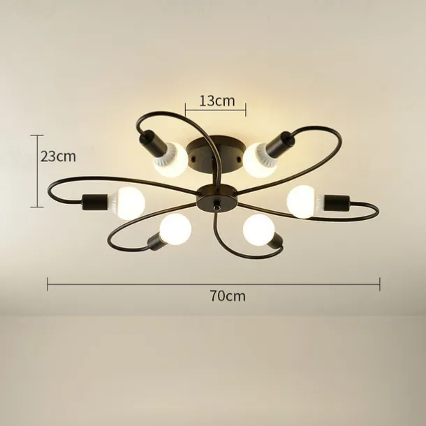 LED Ceiling Light 6/8-Light Dimmable with Remote Contral Flush Mount Ceiling Lamp Acrylic Lampshade Chandelier Bedroom Living Room Flower Shape Light Black/White 110-240V