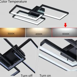 LED Ceiling Light Modern Flush Mount Light Fixture Rectangle Lights for Bedroom Kitchen Living Room Ceiling Lamp 60cm 110-240V
