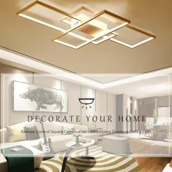 LED Ceiling Light Modern Geometric Pattern 90cm 3-Light Linear Flush Mount Ambient Light Metal Aluminum Warm White Cold White Dimmable Version With Remote Control ONLY DIMMABLE WITH REMOTE CONTROL