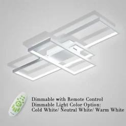 LED Ceiling Light Modern Geometric Pattern 90cm 3-Light Linear Flush Mount Ambient Light Metal Aluminum Warm White Cold White Dimmable Version With Remote Control ONLY DIMMABLE WITH REMOTE CONTROL