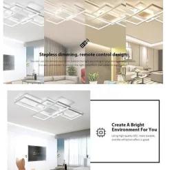 LED Ceiling Light Modern Geometric Pattern 90cm 3-Light Linear Flush Mount Ambient Light Metal Aluminum Warm White Cold White Dimmable Version With Remote Control ONLY DIMMABLE WITH REMOTE CONTROL