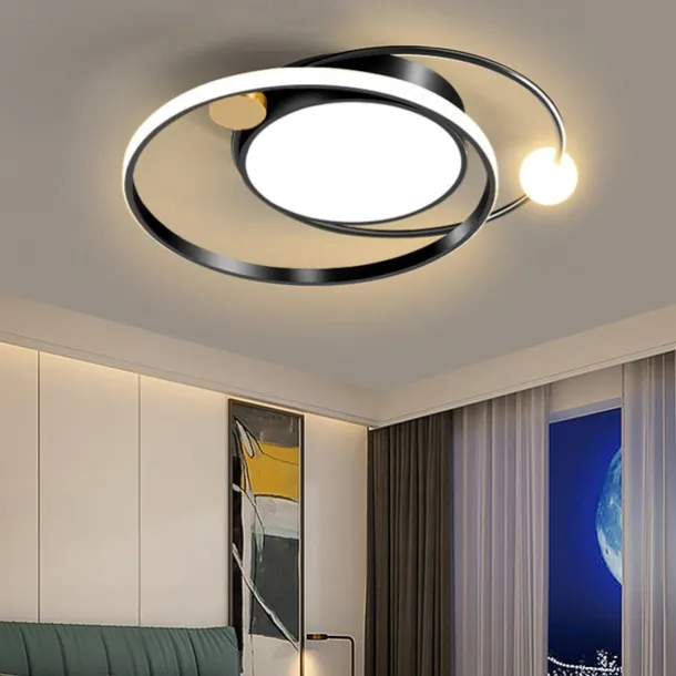 LED Ceiling Light Round Design Ceiling Lamp Modern Artistic Metal AluminumStyle Stepless Dimming Bedroom Painted Finish Lights 110-240V ONLY DIMMABLE WITH REMOTE CONTROL