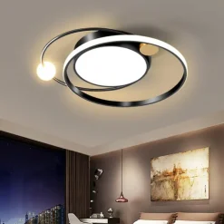 LED Ceiling Light Round Design Ceiling Lamp Modern Artistic Metal AluminumStyle Stepless Dimming Bedroom Painted Finish Lights 110-240V ONLY DIMMABLE WITH REMOTE CONTROL