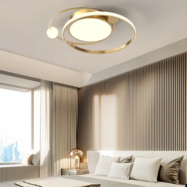 LED Ceiling Light Round Design Ceiling Lamp Modern Artistic Metal AluminumStyle Stepless Dimming Bedroom Painted Finish Lights 110-240V ONLY DIMMABLE WITH REMOTE CONTROL