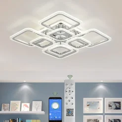 LED Ceiling Light Square Chrome Ceiling Lamp Bubble Acrylic Modern Dimmable Flush Mount LED with Remote Control for Living Room Bedroom Dining Room AC110V AC220V