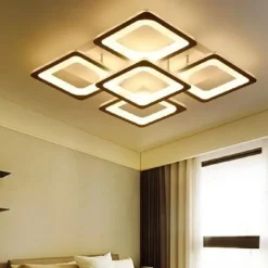 LED Ceiling Light Square Line Design Modern 5-Light 8-Light 60/90 cm Dimmable Flush Mount Lights Metal Acrylic Linear Geometrical Minimalist Painted Finishes 110-120V 220-240V