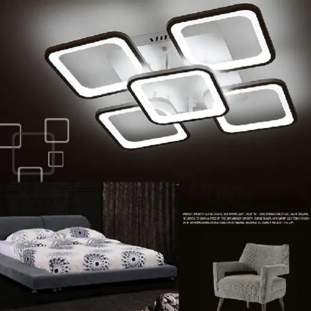 LED Ceiling Light Square Line Design Modern 5-Light 8-Light 60/90 cm Dimmable Flush Mount Lights Metal Acrylic Linear Geometrical Minimalist Painted Finishes 110-120V 220-240V