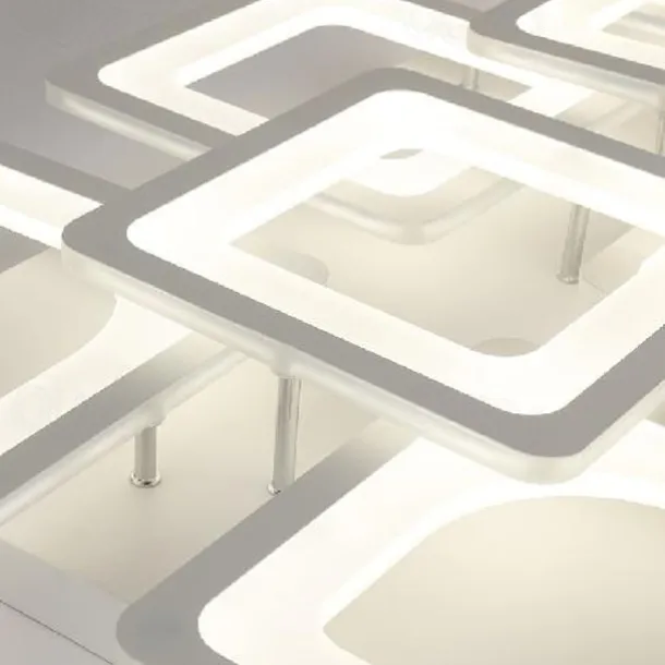 LED Ceiling Light Square Line Design Modern 5-Light 8-Light 60/90 cm Dimmable Flush Mount Lights Metal Acrylic Linear Geometrical Minimalist Painted Finishes 110-120V 220-240V