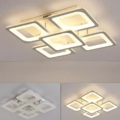 LED Ceiling Light Square Line Design Modern 5-Light 8-Light 60/90 cm Dimmable Flush Mount Lights Metal Acrylic Linear Geometrical Minimalist Painted Finishes 110-120V 220-240V