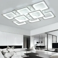 LED Ceiling Light Square Line Design Modern 5-Light 8-Light 60/90 cm Dimmable Flush Mount Lights Metal Acrylic Linear Geometrical Minimalist Painted Finishes 110-120V 220-240V