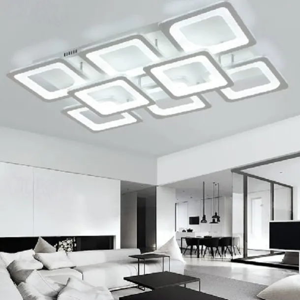 LED Ceiling Light Square Line Design Modern 5-Light 8-Light 60/90 cm Dimmable Flush Mount Lights Metal Acrylic Linear Geometrical Minimalist Painted Finishes 110-120V 220-240V