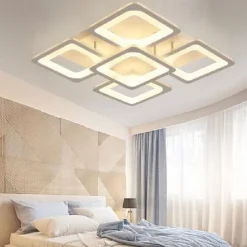 LED Ceiling Light Square Line Design Modern 5-Light 8-Light 60/90 cm Dimmable Flush Mount Lights Metal Acrylic Linear Geometrical Minimalist Painted Finishes 110-120V 220-240V