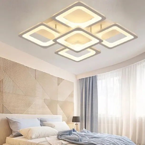 LED Ceiling Light Square Line Design Modern 5-Light 8-Light 60/90 cm Dimmable Flush Mount Lights Metal Acrylic Linear Geometrical Minimalist Painted Finishes 110-120V 220-240V