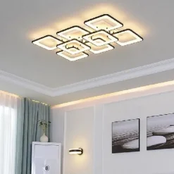 LED Ceiling Light Square Line Design Modern 5-Light 8-Light 60/90 cm Dimmable Flush Mount Lights Metal Acrylic Linear Geometrical Minimalist Painted Finishes 110-120V 220-240V
