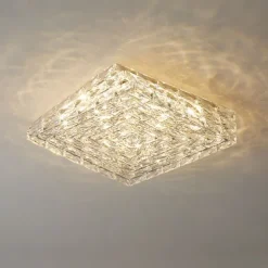 LED Ceiling Lights Crystal Ceiling Light 3-Color Light Source 25/32/40/52cm 1-Light Modern Crystal Flush Mount Square Crystal Shade Nordic for Hallway Dining Bedroom Bathroom 85-265V