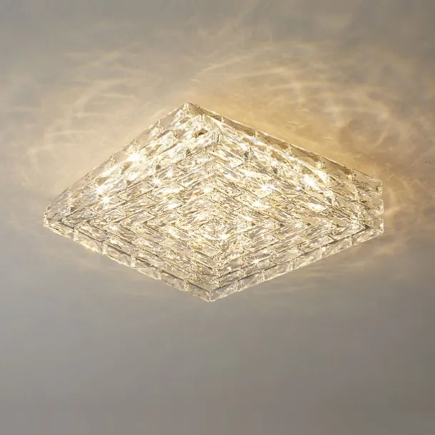 LED Ceiling Lights Crystal Ceiling Light 3-Color Light Source 25/32/40/52cm 1-Light Modern Crystal Flush Mount Square Crystal Shade Nordic for Hallway Dining Bedroom Bathroom 85-265V