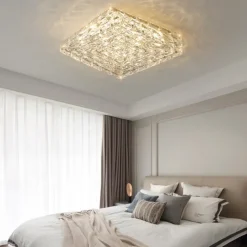 LED Ceiling Lights Crystal Ceiling Light 3-Color Light Source 25/32/40/52cm 1-Light Modern Crystal Flush Mount Square Crystal Shade Nordic for Hallway Dining Bedroom Bathroom 85-265V