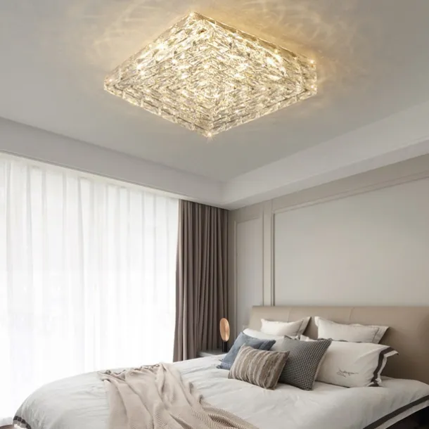 LED Ceiling Lights Crystal Ceiling Light 3-Color Light Source 25/32/40/52cm 1-Light Modern Crystal Flush Mount Square Crystal Shade Nordic for Hallway Dining Bedroom Bathroom 85-265V