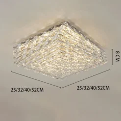 LED Ceiling Lights Crystal Ceiling Light 3-Color Light Source 25/32/40/52cm 1-Light Modern Crystal Flush Mount Square Crystal Shade Nordic for Hallway Dining Bedroom Bathroom 85-265V