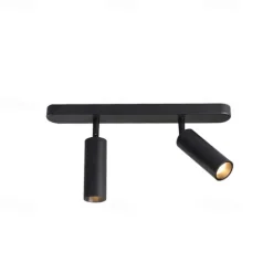 LED Ceiling Spotlights Adjustable Dimmable Fixed Track Lighting Kit, 25.4cm 2 Way Black Ceiling Mount Spot Light Fixtures, Directional Spotlight Accent Lamps for Kitchen Gallery Hallway (3 Color Mode)